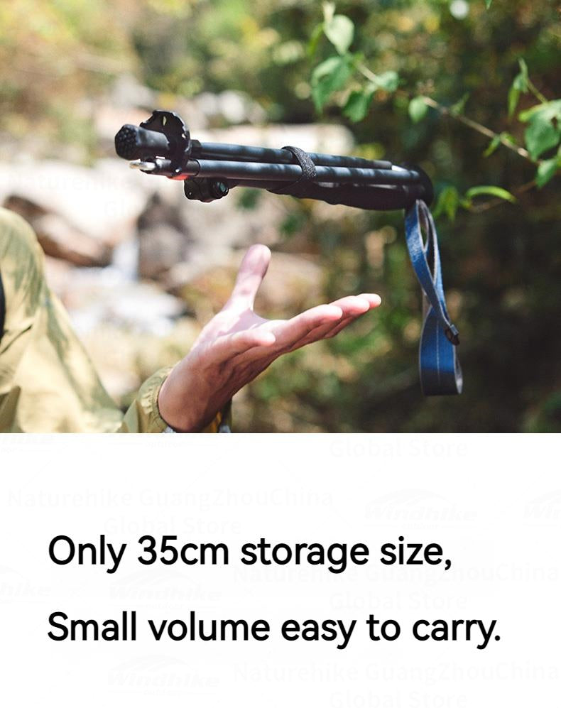 Naturehike UL Pro Mountaineering Stick Portable Ultralight 5-Section Folding Telescopic Walking Stick Pole Carbon Fiber Trekking Hiking Canes