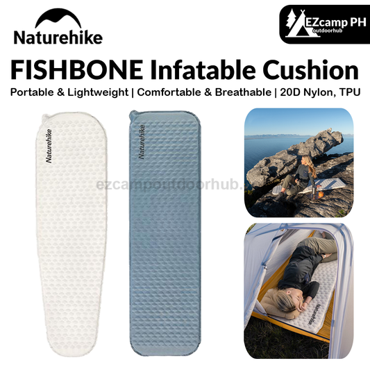 Naturehike FISHBONE Infatable Cushion Self-inflating Mat Air Sponge Single Bed Mattress Sleeping Pad Moisture-proof Two-way Valve Camping Hiking Travel