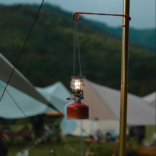 CAMPINGMOON T-4 Hanging Single Mantle Gas Butane Atmosphere Light Lantern Lamp For Screw Type Isobutane Fuel Pole Hang Light Electric Ignition Igniter