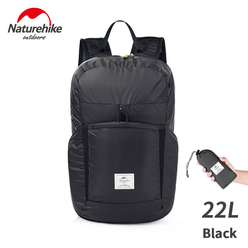 Naturehike 22L Waterproof Backpack Foldable Unisex Backpack Large Capacity Bag Soft And Breathable Wear Resistant Outdoor Camping Travel Hiking Bag