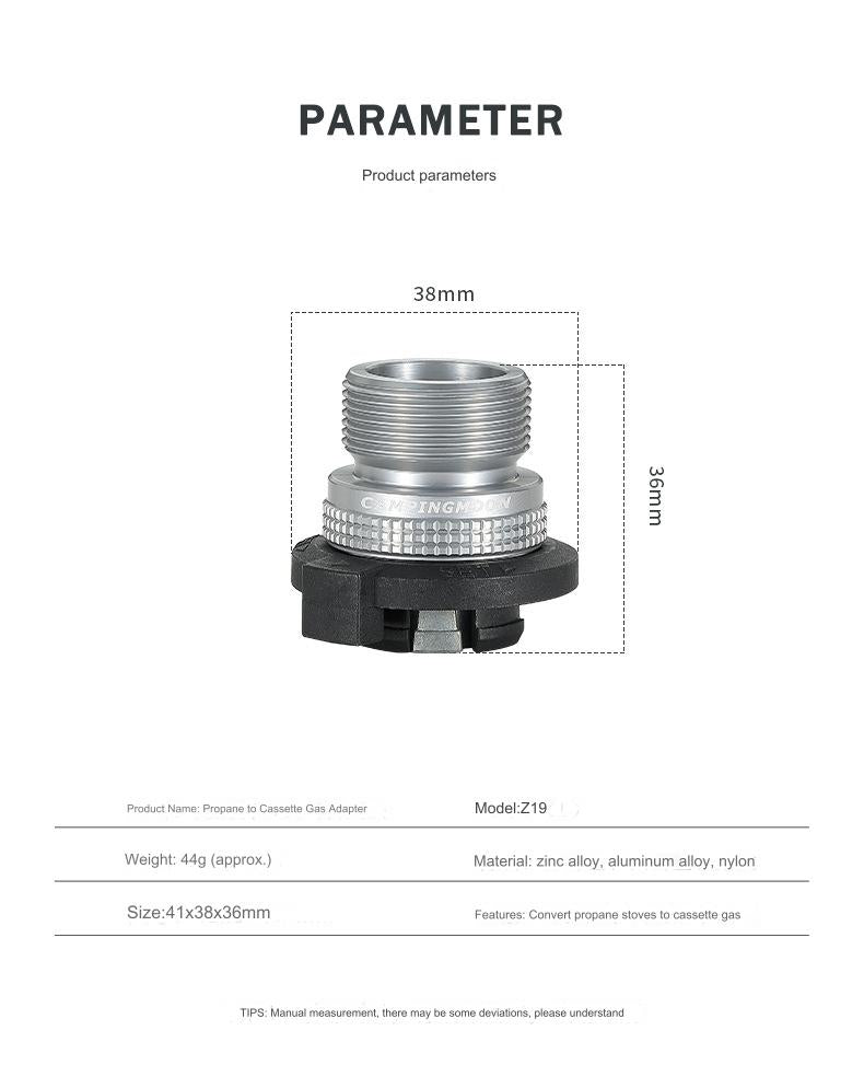 Campingmoon Z19 Propane To Standard Butane Converter Portable Connector Coleman Stove Torch Adapter To Nozzle Card Type Canister Fuel Adaptor