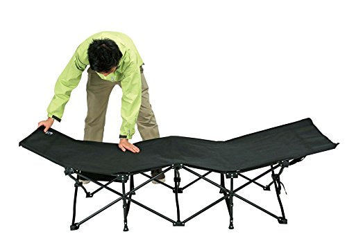 CAPTAIN STAG UB-2004 Camping Bed Portable Lightweight Foldable CS Black Label Folding Cot Wide Design With Side Pocket Load Bearing 80kg Bed Outdoor