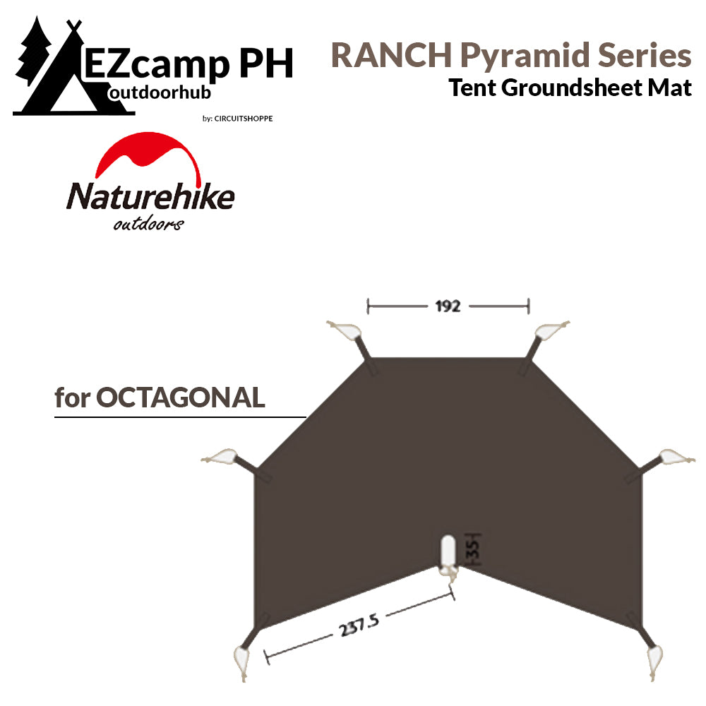 Naturehike Tent Groundsheet for RANCH Series Pyramid Tent HEXAGONAL and OCTAGONAL Ground Mat Sheet Hexagon Octagon Camping Tent Polyester Bottom Pad