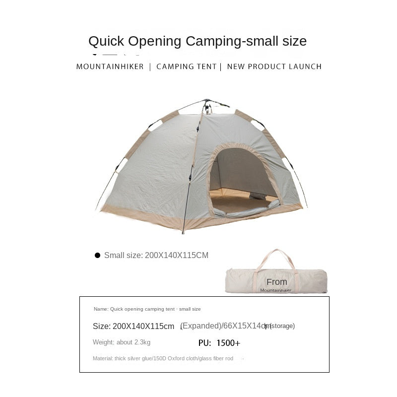 Mountainhiker Fast Fully Automatic Tent Portable Lightweight 2-3 Persons Foldable Entry Level Quick Open Camping Tent Silver Coated Thickened Sunscreen Waterproof PU1500mm Outdoor