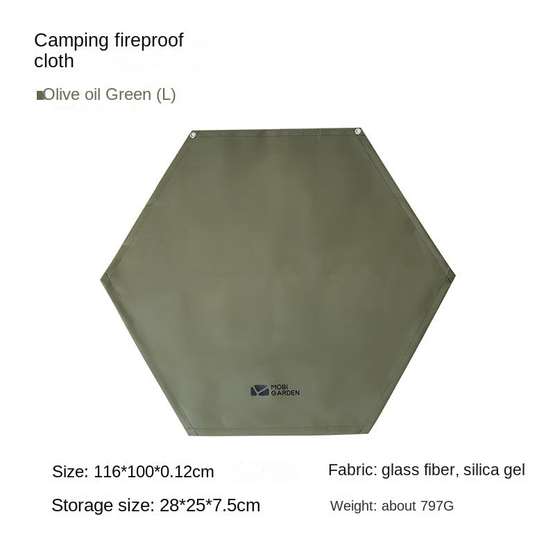 MOBI GARDEN Camping Fireproof Cloth Portable Multipurpose Silicone Coated Hexagon Flame Retardant Floor Mat 250℃ High Temperature Resistance Mattress