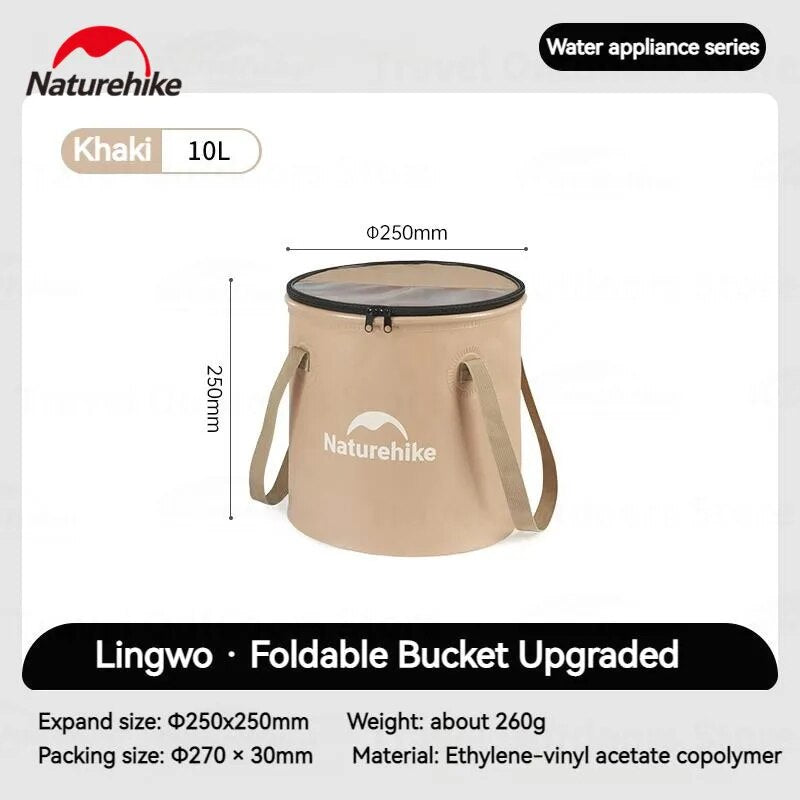 Naturehike 10L/20L Collapsible Water Bucket EVA Food Grade Round Storage Container Box Foldable Outdoor Camping Waterproof Drinks Ice Fruits Wash Basin Portable Folding Basket with Cover Nature Hike