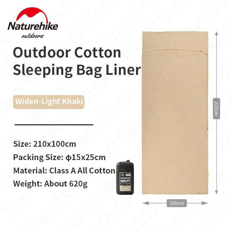 Naturehike Outdoor Single Sleeping Bag Lining 470G / 620G Ultralight Spliceable Hotel Comfortable Premium Cotton Cloth Liner Bag Anti Dirty Bed Sheet Liner Splicing Nature Hike