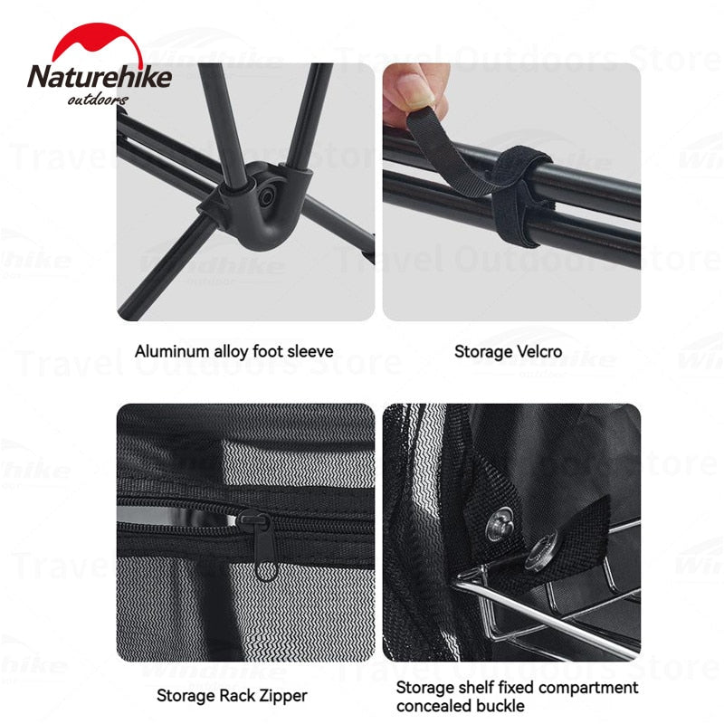 Naturehike Outdoor Aluminum Storage Rack Outdoor 3-Layer Folding Shelf / Dirty Clothes Basket Hamper Waterproof Kitchen Equipment Utensil Rack Shelves