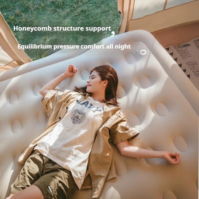 Naturehike Air Inflatable Mattress Portable Lightweight 1-3 Persons Camping Bed with Built-in Pump 38cm/45cm Thickened High Sleeping Mat Pad Outdoor