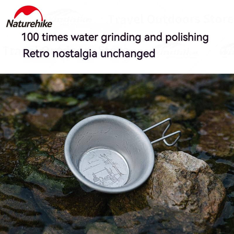 Naturehike Mini Hanging Cup 2pcs Set 50ml Stainless Steel Cup Outdoor Camping Coffee Espresso Sauce Bowl Mini Measuring Spoon Picnic Utensil Table