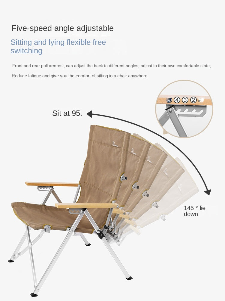 Vidalido Recliner Folding Camping Chair Portable Retractable Leisure Folding Seat Fishing Stool Outdoor Load Bearing Up To 150kg 900D Oxford Cloth