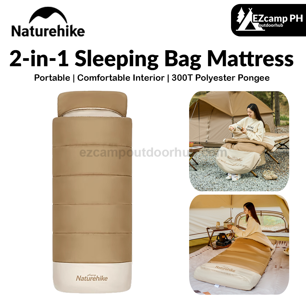 Naturehike 2-in-1 Sleeping Bag Mattress Portable Lightweight Single Person Sleeping Bag & Camping Mat Set Cotton Warm Quilt Waterproof Mat For Spring Autumn