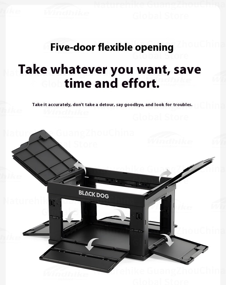 Blackdog 50L Folding Storage Box Portable Lightweight Multipurpose Large Capacity Sundries Box With Table Board 5 Door Polypropylene Outdoor Camping Hiking