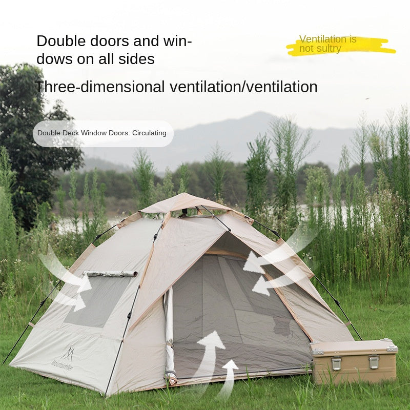 Mountainhiker Fast Fully Automatic Tent Portable Lightweight 2-3 Persons Foldable Entry Level Quick Open Camping Tent Silver Coated Thickened Sunscreen Waterproof PU1500mm Outdoor