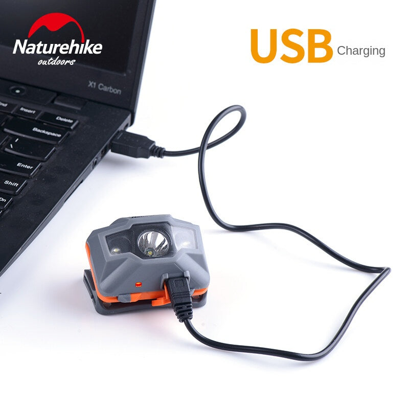 Naturehike Rechargeable Headlamp Portable Ultralight Head Torch 45° Adjustable Angle USB Charging Max 150 Lumens 1200mAh Lithium Battery IPX4 Waterproof