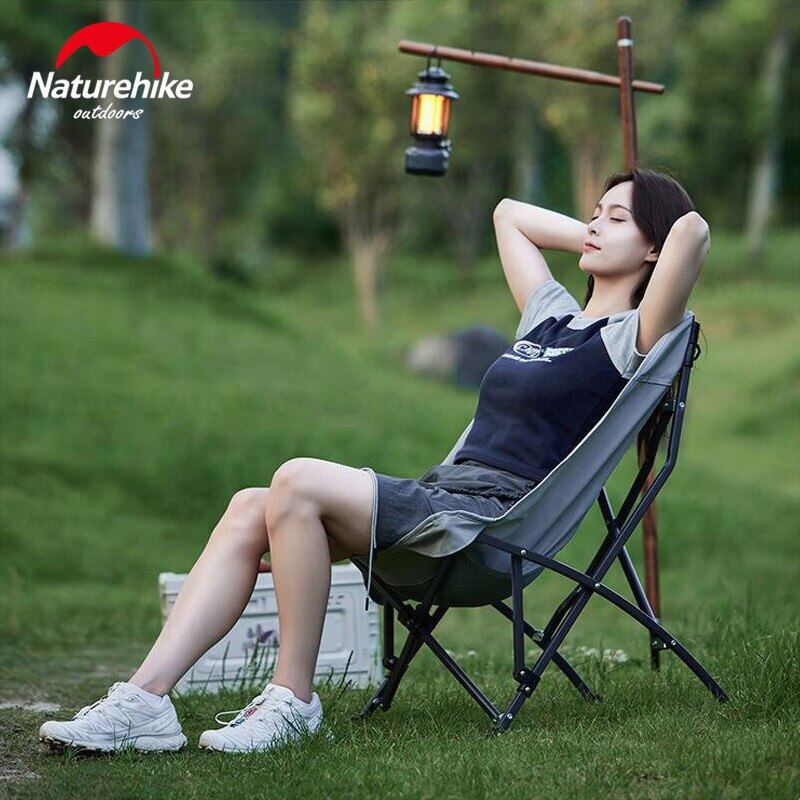 Naturehike STAR MOON Upgraded Folding Chair Outdoor Portable Lightweight Foldable Travel Fishing Seat Camping Chair Upgraded Version 1.1 Carbon Steel Alloy Up To 140kg Max Load 600D Oxford Hiking Picnic Travel Heavy Duty Original Nature Hike