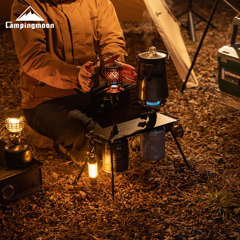 Campingmoon BKZ06-L Half Unit Hob Table Portable Lightweight Multi-purpose IGT Compatible Double Stove Interface Two Levels Height Aluminum Alloy Kitchen Table Unit