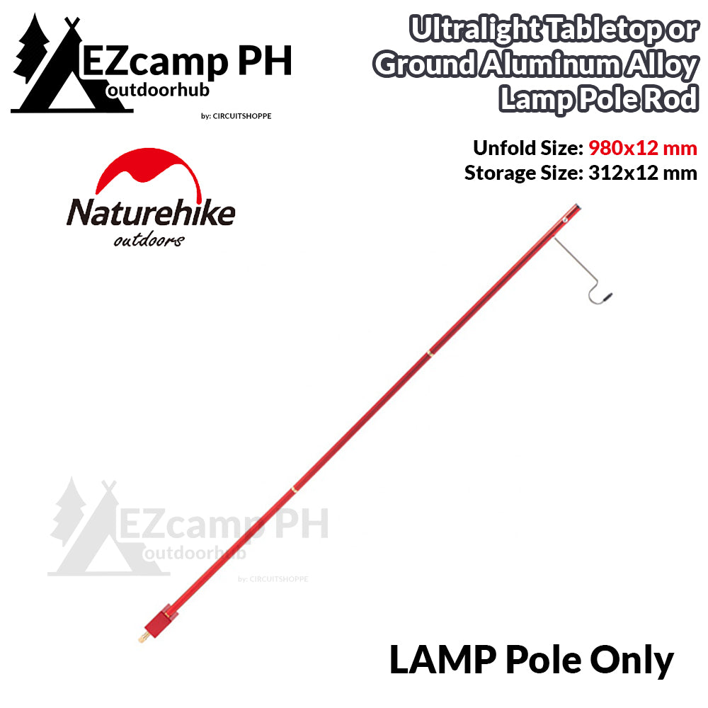 Naturehike Small Lamp Pole Outdoor Camping Aluminum Alloy Camp Lantern Post Holder Gas LED Light Rod Stick Tabletop Bracket or with Ground Nail