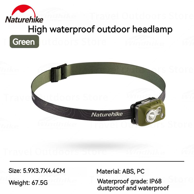 Naturehike LED Headlamp IP68 Waterproof Headlight Camping Head Lamp SOS Flashing Light Flashlight Outdoor Survival Hiking Tool 60° Degree Adjustable