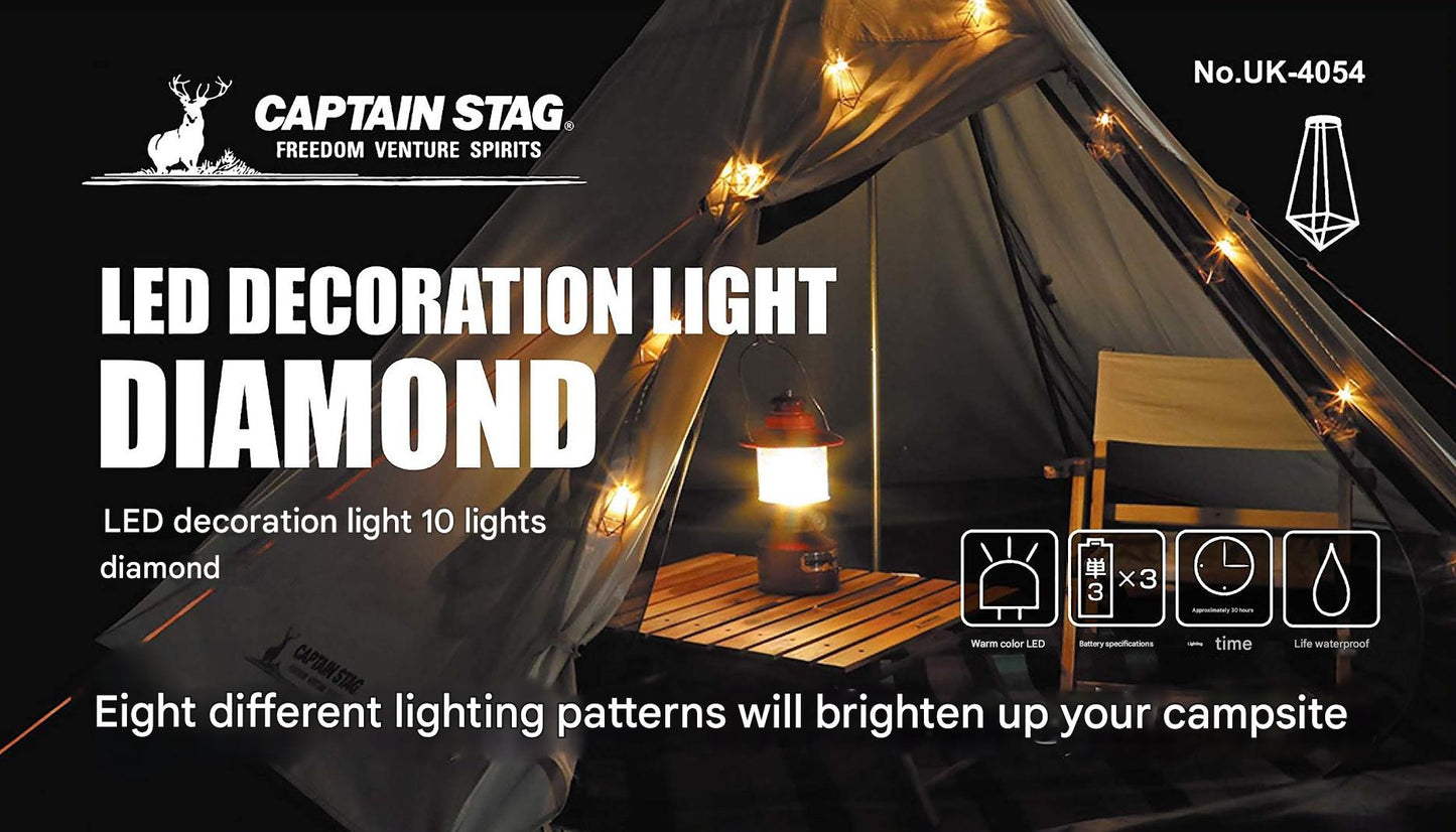 CAPTAIN STAG 10 LED Decoration Light Portable Strip LED Lantern String Lamp Atmosphere Ambient Lighting Outdoor Camping Tent Light 3.3m Waterproof
