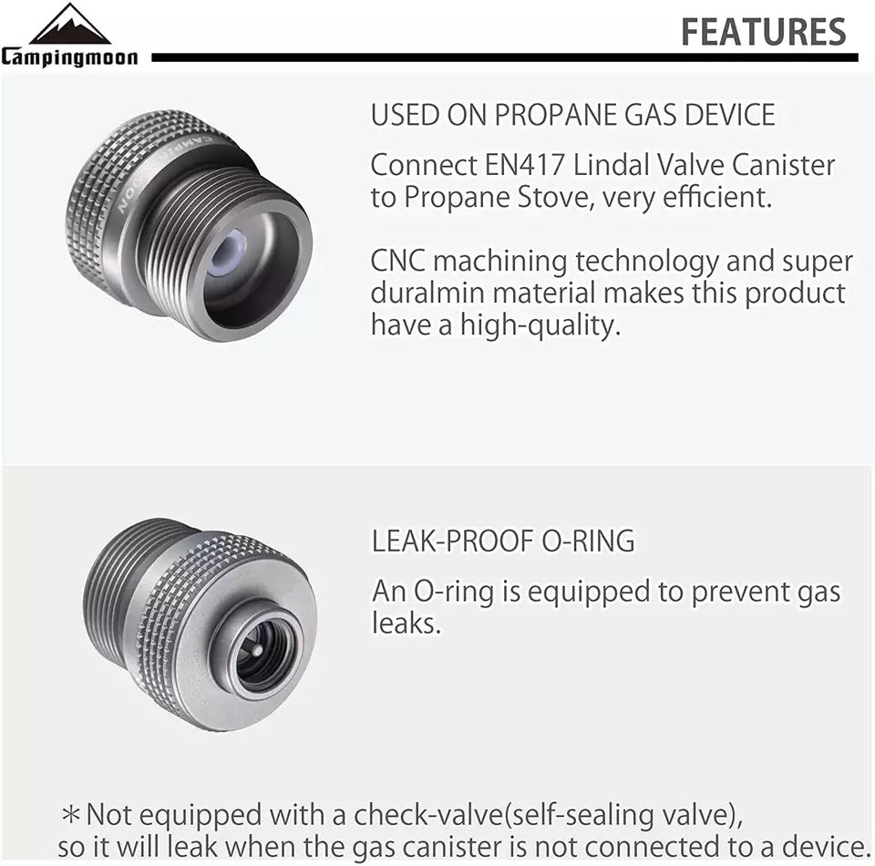 CAMPINGMOON Propane Gas Stove Adapter Portable Lightweight Screw Type Butane Gas Tank Fuel Converter Iso-Butane Canister Lantern Torch Burner Adaptor