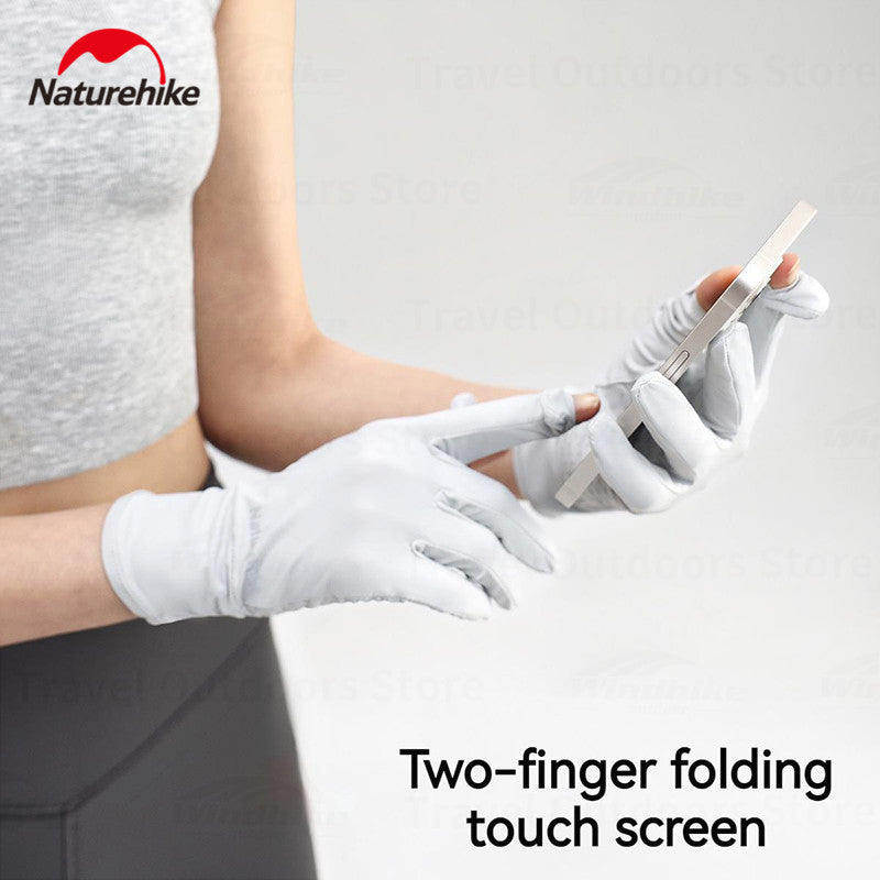 Naturehike Summer Sunscreen Gloves Dew Finger Touch Screen Lightweight Sun Protection Hiking Camping Outdoor Driving Cycling Cool Gloves Non-slip Breathable Men Women UPF50+ Original Nature Hike