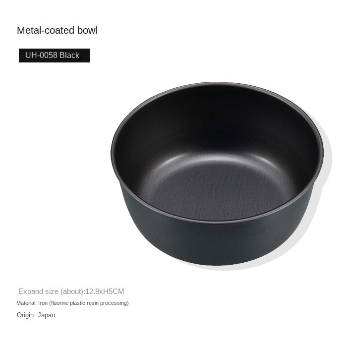 CAPTAIN STAG Metallic Black Coat Tableware Portable Lightweight Dish Plate Bowl Utensil Outdoor Camping Cooking Equipment Made in Japan
