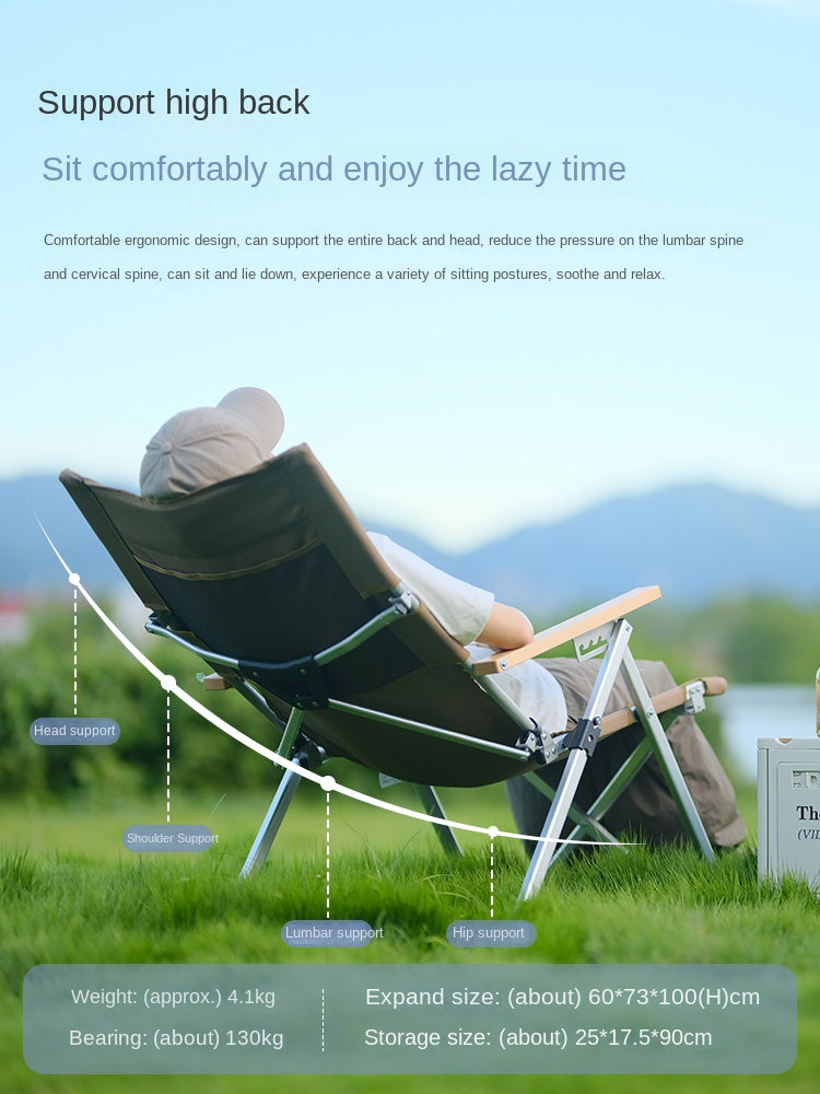 Vidalido Recliner Folding Camping Chair Portable Retractable Leisure Folding Seat Fishing Stool Outdoor Load Bearing Up To 150kg 900D Oxford Cloth