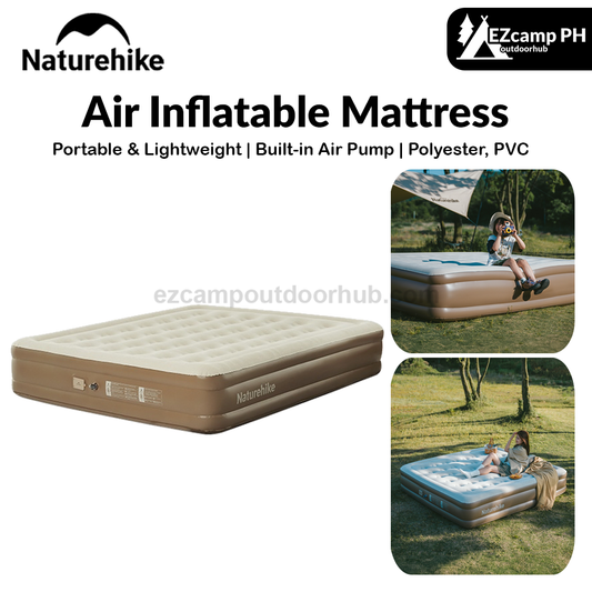 Naturehike Air Inflatable Mattress Portable Lightweight 1-3 Persons Camping Bed with Built-in Pump 38cm/45cm Thickened High Sleeping Mat Pad Outdoor