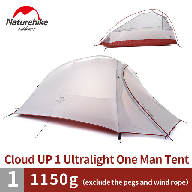 Naturehike Cloud Up Series 1 2 3 Person Portable Ultralight Weight Outdoor Camping Hiking Cycling Waterproof 3 Season Camp Tent in 210T 20D Upgraded