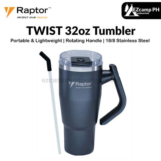 Raptor TWIST 32oz Tumbler Unique Rotating Handle Double-Wall Vacuum Insulation Cup Holder-Friendly Design Rust-Resistant Durability Drinkware
