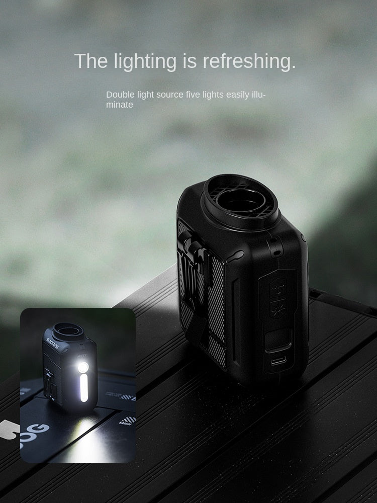 Blackdog COOLING Waist & Neck Fan Multipurpose Outdoor Handheld Electric Fan With Built-in Flashlight Wireless USB Charging Camping Travel Hiking Activity