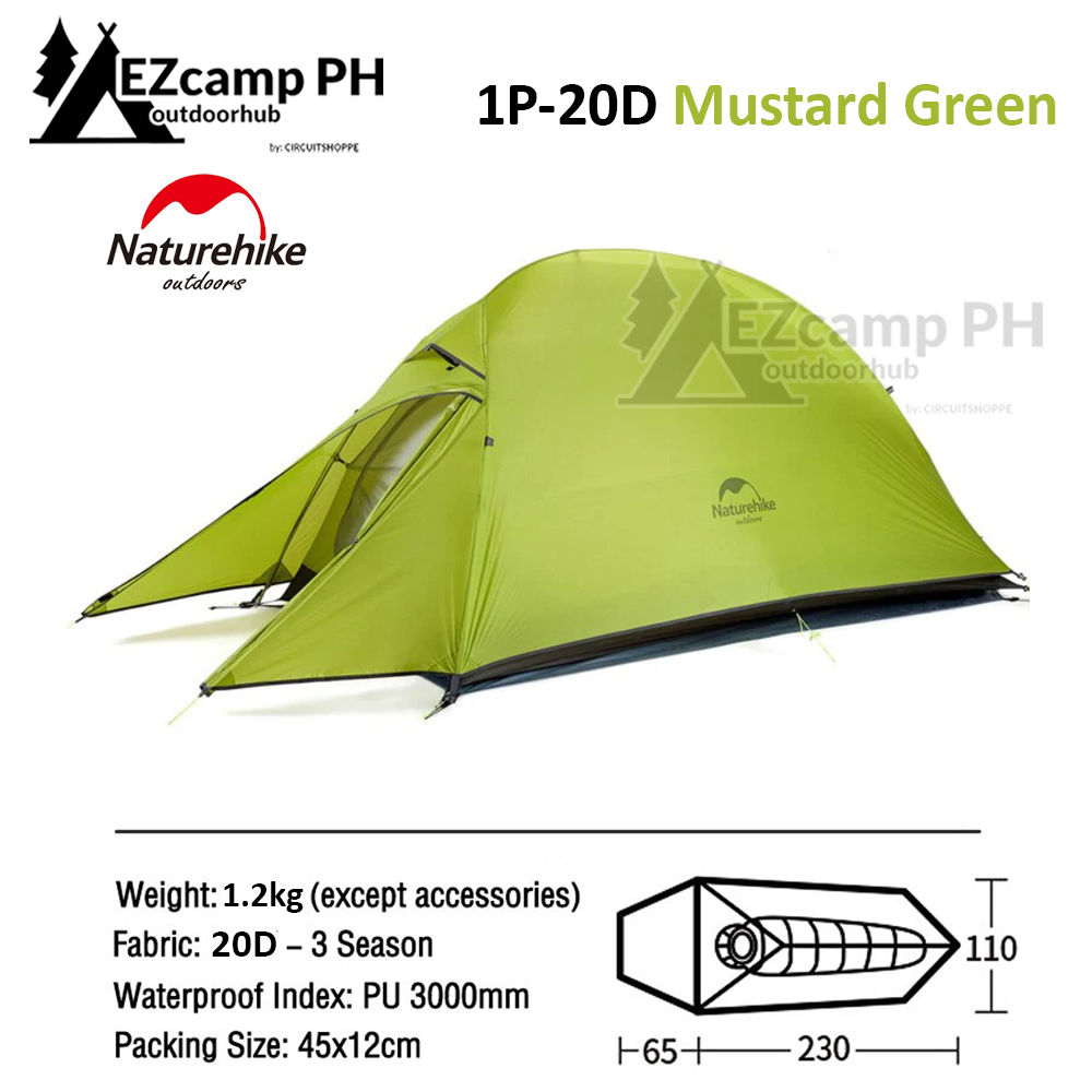 Naturehike Cloud Up Series 1 2 3 Person Portable Ultralight Weight Outdoor Camping Hiking Cycling Waterproof 3 Season Camp Tent in 210T 20D Upgraded