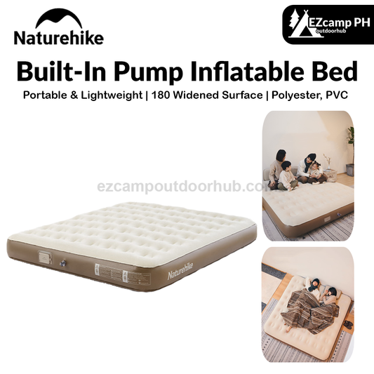 Naturehike Built-In Pump Inflatable Bed Portable Lightweight 1-3 Person Air Mattress Camping Tent Bed Sleeping Pad Home Mat Cushion Outdoor Travel