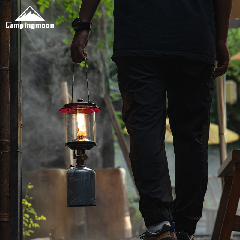 Campingmoon T-9 MOON STAR Gas Lantern Camping Portable Lightweight Retro Atmosphere Lamp Mantle Yarn Light Butane Screw Threaded Type Outdoor Lighting With Storage Bag