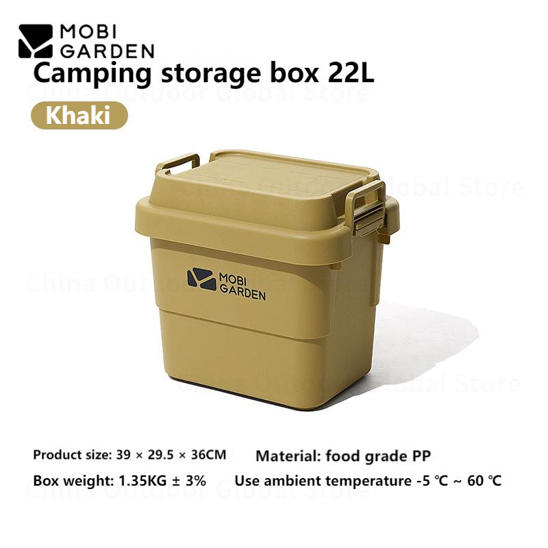 MOBI GARDEN Hard Storage Box Outdoor 22L/50L/50L PRO Large Capacity Portable Storage Bags Food Grade PP Material Box Table Stackable Camping Hiking Beach Picnic Travel Heavy Duty Original MobiGarden