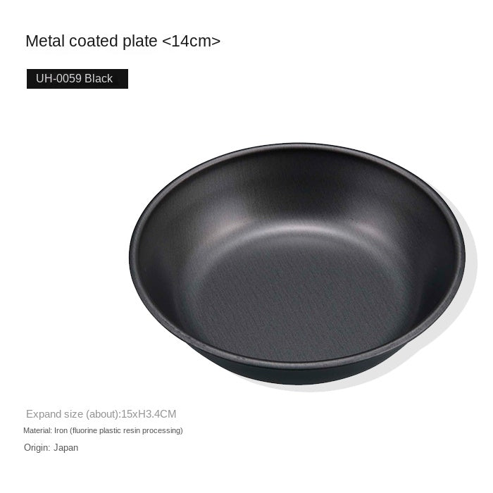 CAPTAIN STAG Metallic Black Coat Tableware Portable Lightweight Dish Plate Bowl Utensil Outdoor Camping Cooking Equipment Made in Japan