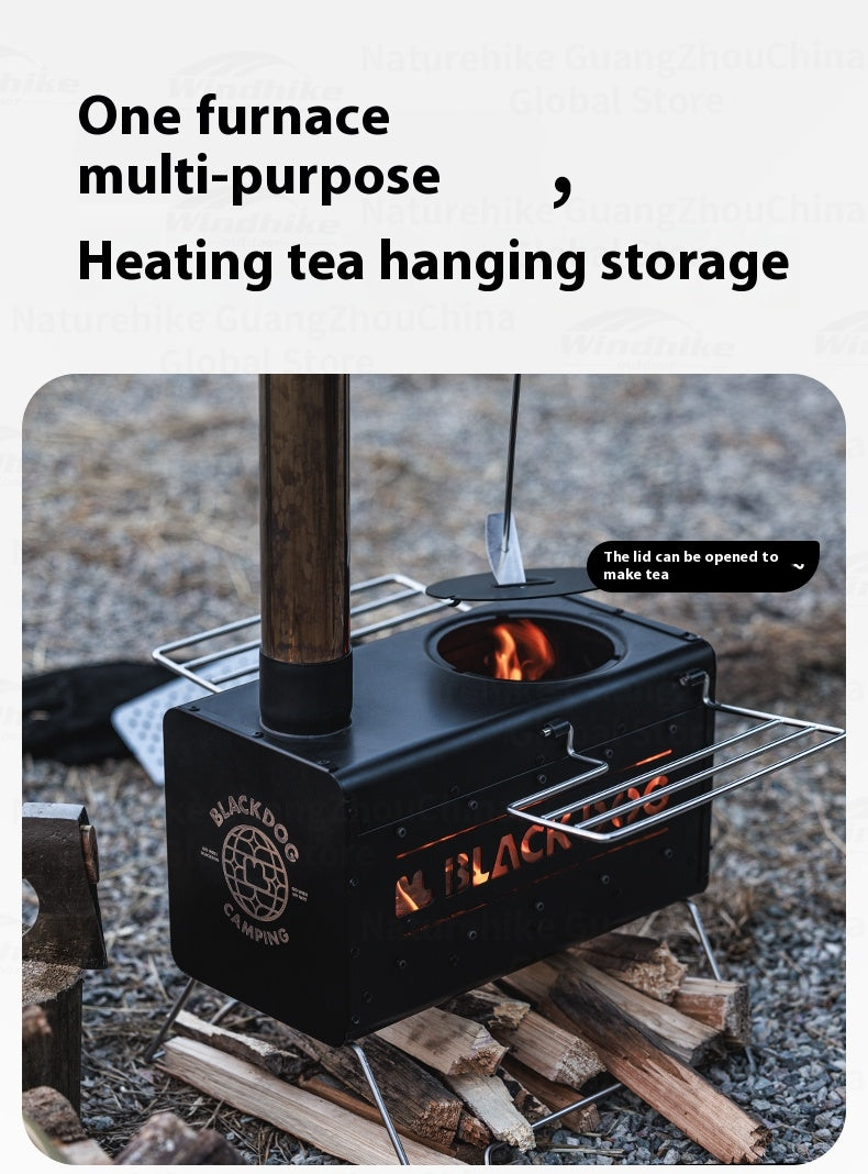 Blackdog FIRE SHADOW Wood Stove Portable Lightweight Wood-Burning Furnace Folding Burner Patio Fireplace 430 Stainless Steel Outdoor Camping Tent