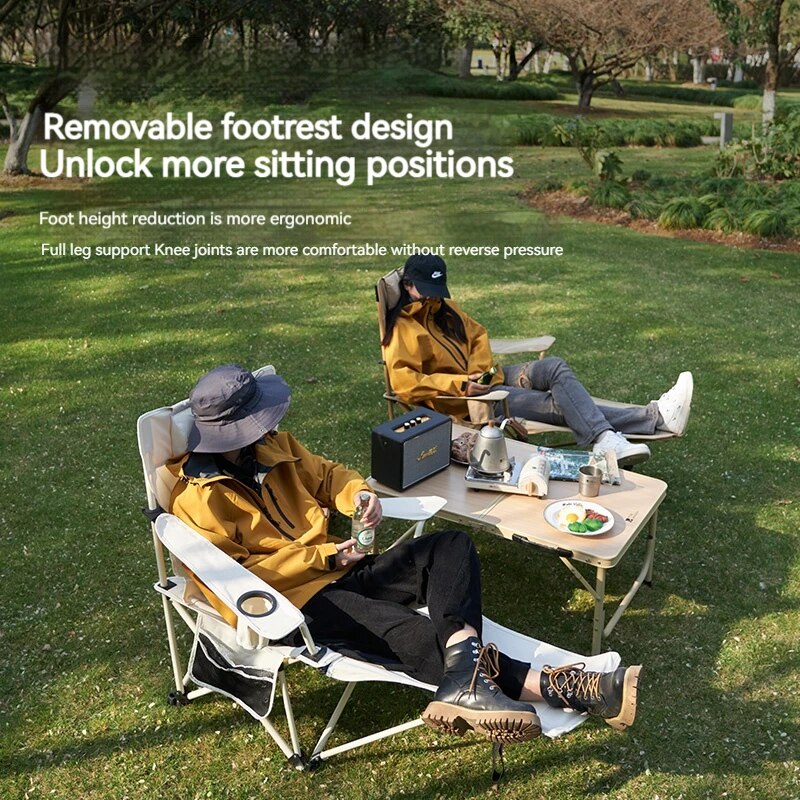 MOBI GARDEN HAPPY Recliner Chair Outdoor Folding Reclining Relax Full Lying Recline Armrest Seat 110kg Max Load Steel Iron Structure With Storage Bag