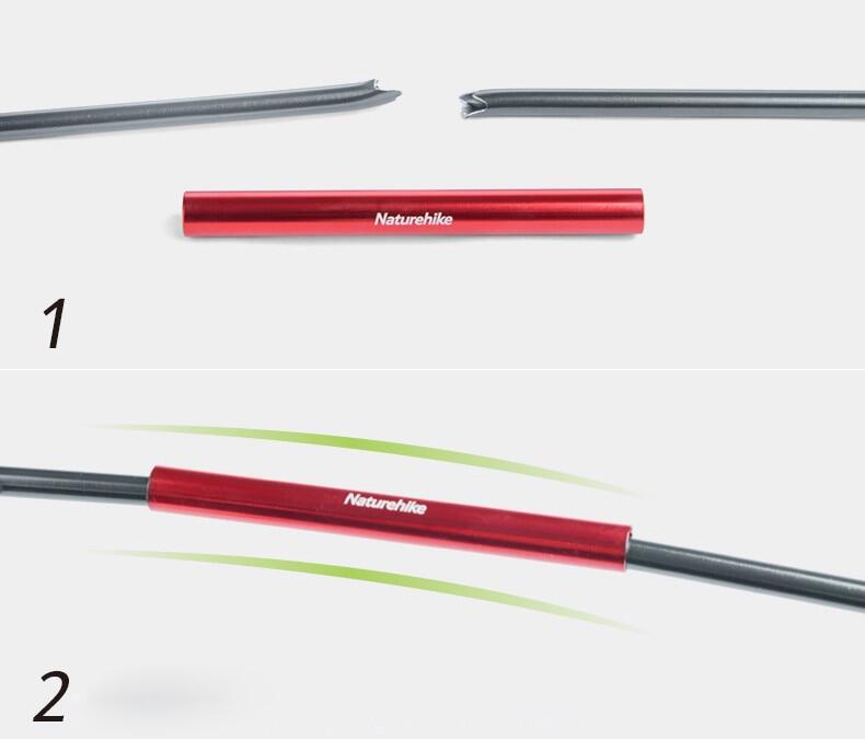 Naturehike Tent Emergency Pipe Repair Kit Set Portable Lightweight 4pcs Red Aluminum Alloy Single Rod First Aid Repair Pipe Splint Tube 13mm Diameter