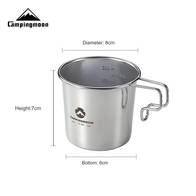 CAMPINGMOON Stainless Steel Sierra Cup Portable Ultralight Beer Coffee Tea Stackable Hanging Mug Outdoor Camping Drinking Cooking Hiking Utensil Tableware Cookware Heavy Duty Original Camping Moon