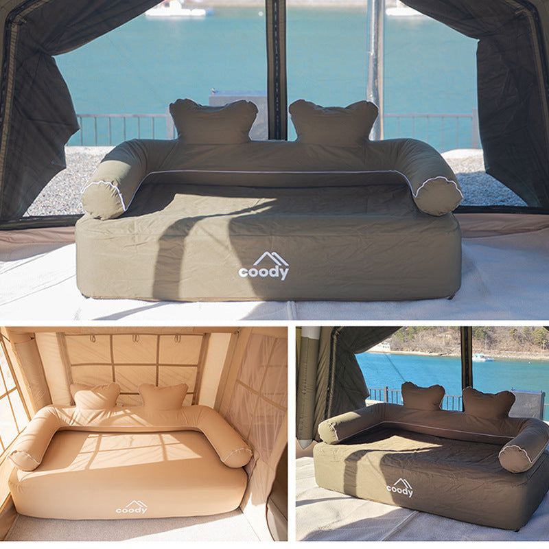 Coody Double Air Sofa Built-in Electric Automatic Air Pump Wireless Inflatable Leisure Lazy Foldable Sofa Love Seat Rechargeable Battery USB Charging