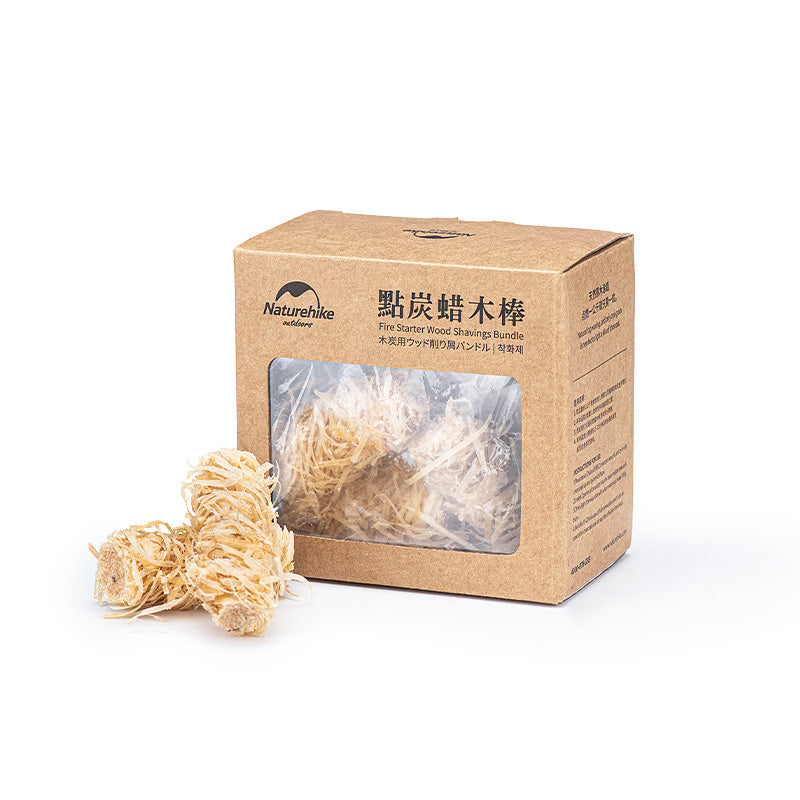 Naturehike Fire Starter Wood Shavings Bundle Box Kindling Rod Stick Easy Charcoal Ignition up to Long 10mins Burning Time BBQ Flame Starting Tool Kit