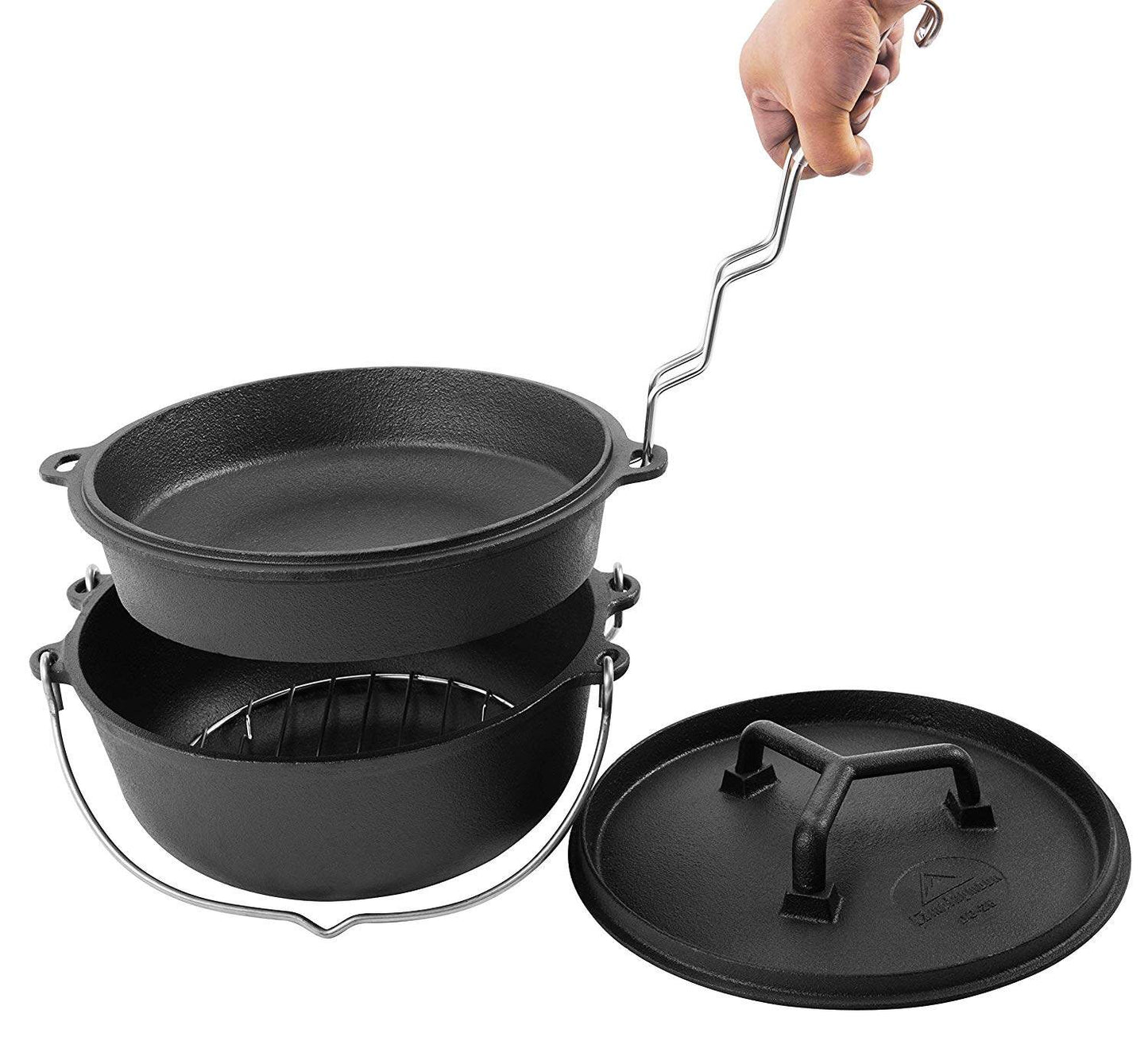 CAMPINGMOON S200 Portable Stainless Steel BBQ Grill Grate Lifter Rust Resistant Barbecue Oudoor Cooking Grid Lifter Gripper Special Pick Grill Clip