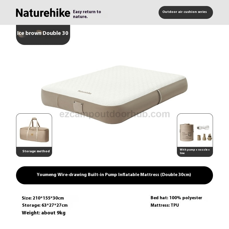 Naturehike DREAM Series Brushed Inflatable Mattress Portable Premium Automatic Air Mat Bed With Built-in Pump For 2-3 Person Outdoor Camping Sleeping Mat TPU Youmeng