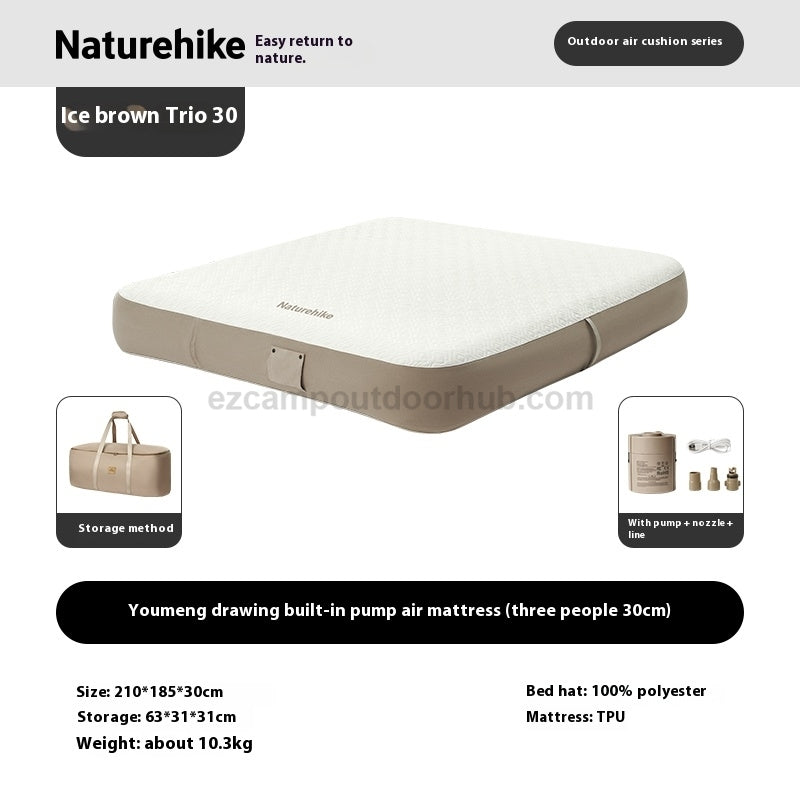 Naturehike DREAM Series Brushed Inflatable Mattress Portable Premium Automatic Air Mat Bed With Built-in Pump For 2-3 Person Outdoor Camping Sleeping Mat TPU Youmeng