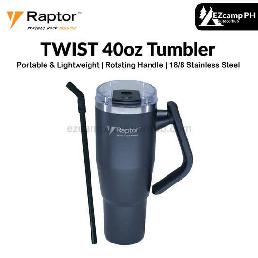 Raptor TWIST 40oz Tumbler Unique Rotating Handle Double-Wall Vacuum Insulation Cup Holder-Friendly Design Rust-Resistant Durability Drinkware