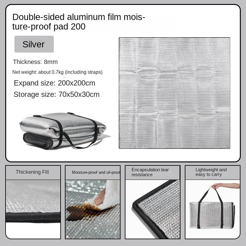 MOBI GARDEN Double Sided Aluminum Foil Mat Outdoor Ultralight Foam Film Folding Hiking Camping Travel Picnic Beach Moisture-proof Mattress Waterproof Silver Air Mat Original Mobi Garden