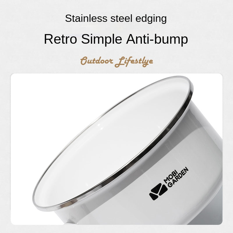 Mobi Garden Enamel Milk Pot Portable Lightweight Glazed Saucepan Small Soup Pot Outdoor Camping Cooking Utensil Kitchenware Food Grade Stainless Steel