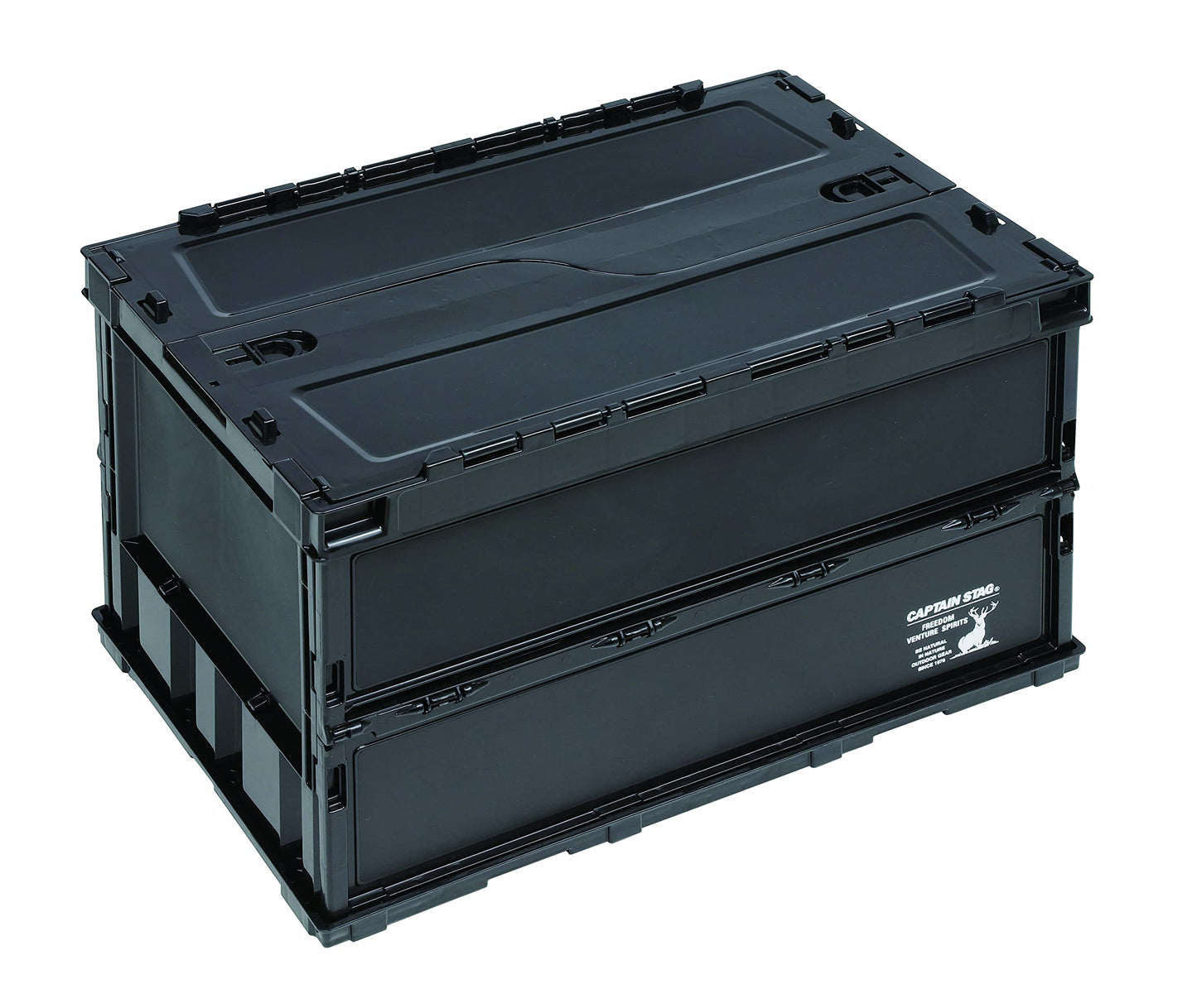 CAPTAIN STAG PP Stackable Storage Box Portable Lightweight Foldable 20L 50L CS Black Label FD Folding Container Organizer Outdoor Camping Travel